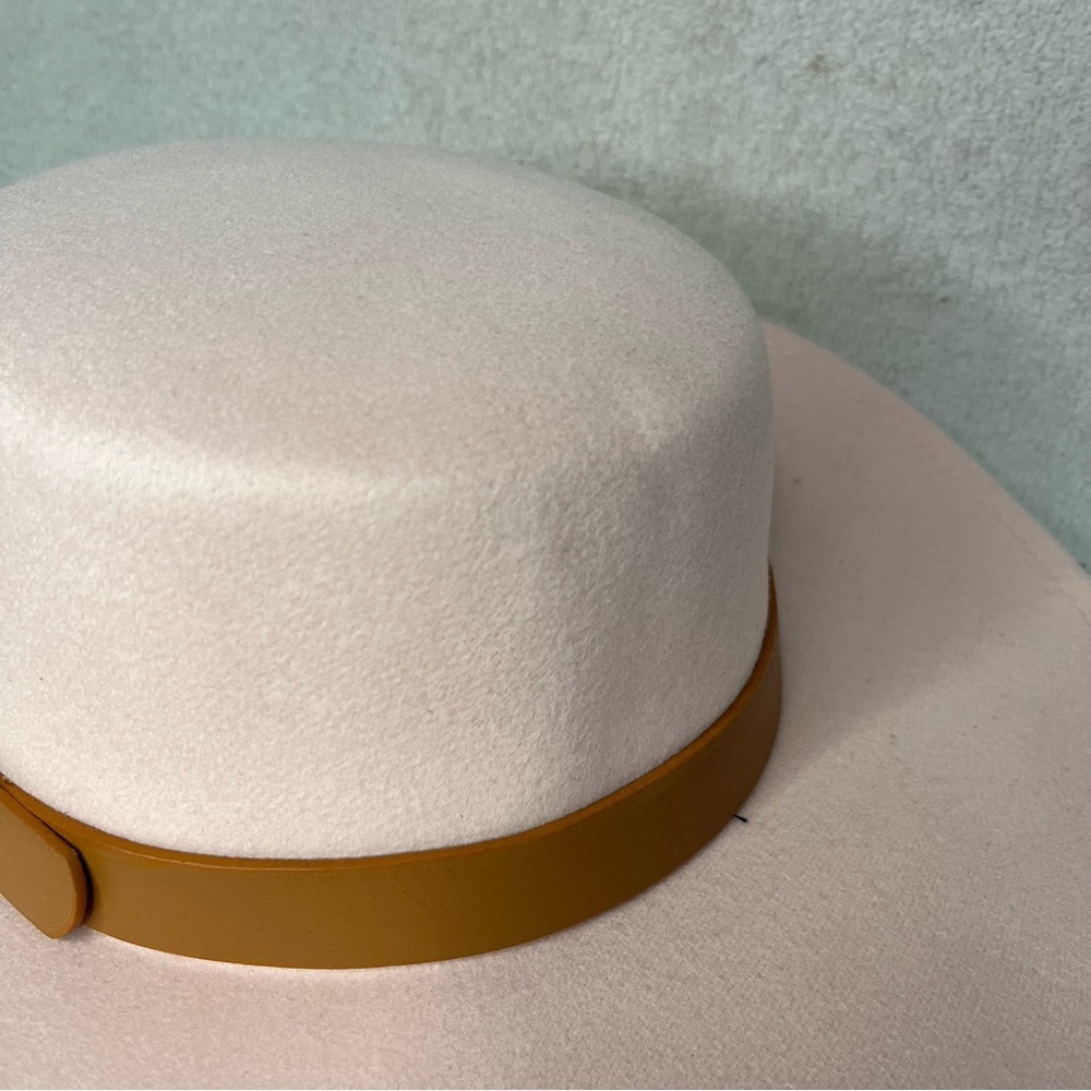 Classic Western Cowgirl Wide-Brim Hat w/Tan Band Pink Women’s Faux Wool Classic - Picture 9 of 9